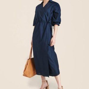 J. McLaughlin beautiful silk - cotton Elayne dress XS in navy blue